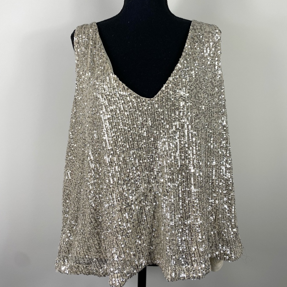 H&M | Gold/Silver Sequins Top | 2X